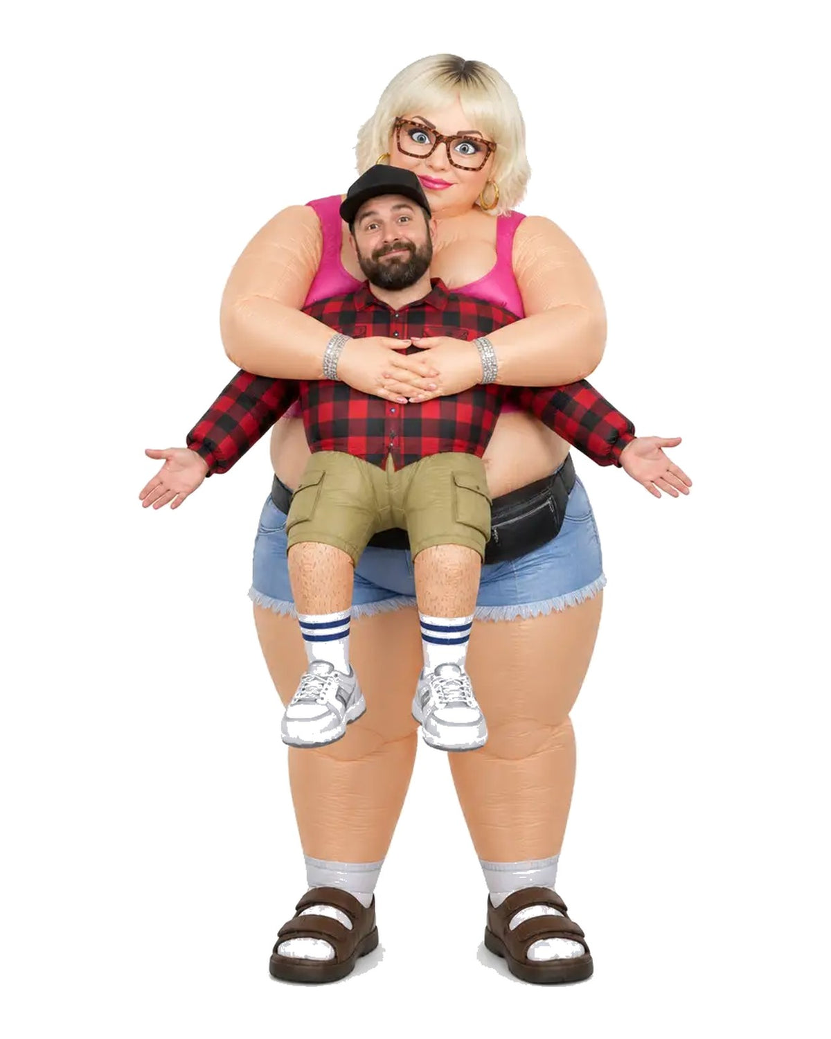Wife Grab inflatable carry-me costume on a plain white background